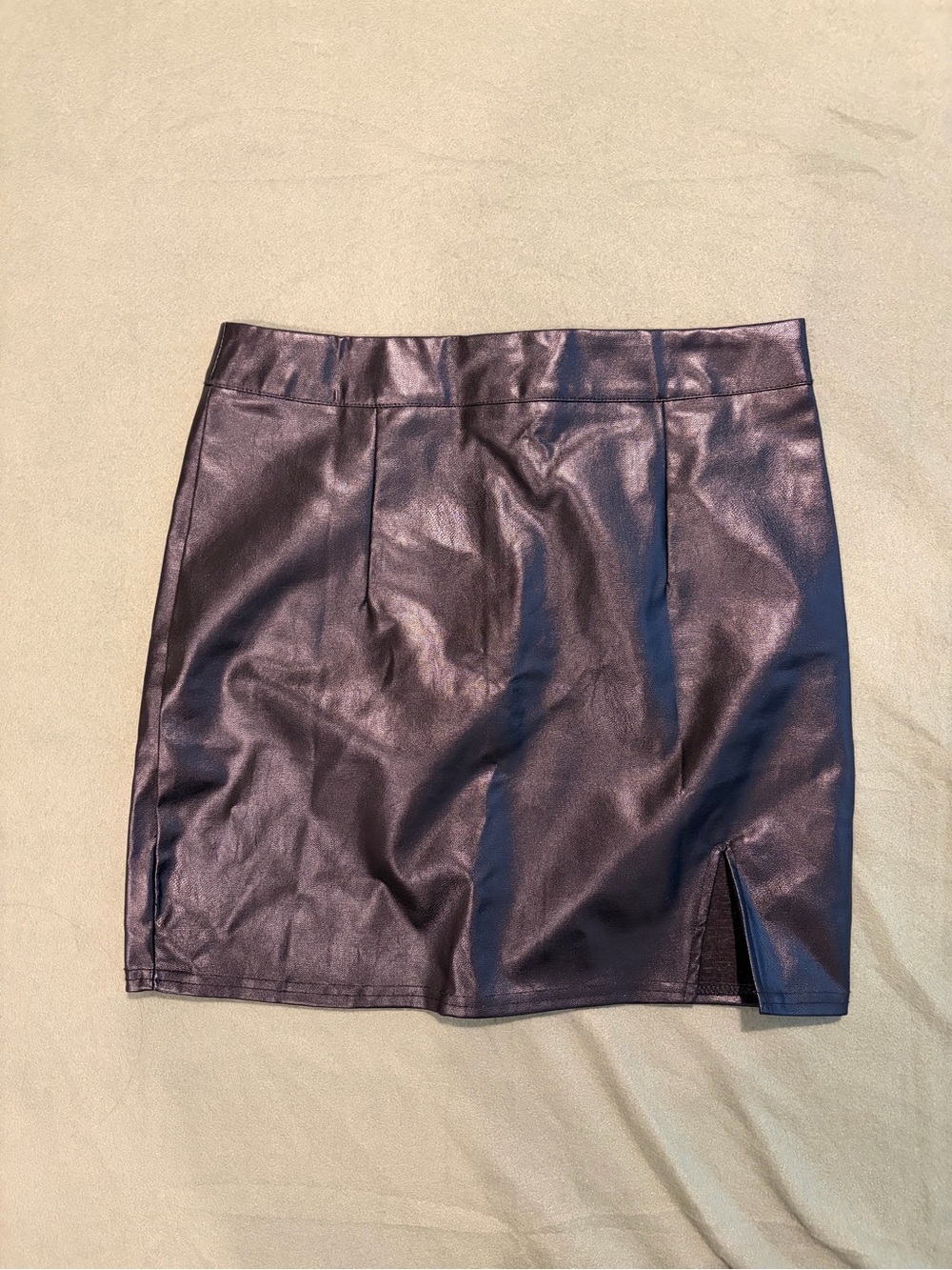 Lulu's Iridescent Plum Faux Leather Mini Skirt